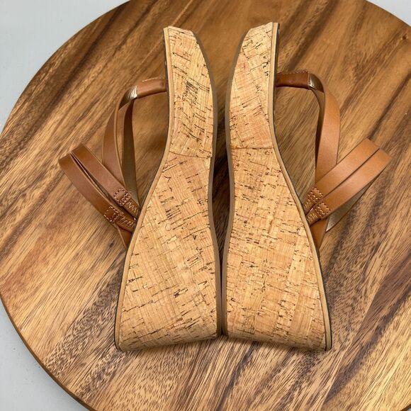 Sam Edelman Rasha Womens Size 7.5 M Brown Strap Wedge Sandals Shoes Cork Wedge - Picture 6 of 7
